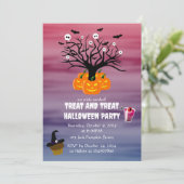 Halloween Pumpkin Jack o’ Lantern Totenbaum Einladung (Stehend Vorderseite)