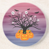 Halloween Pumpkin Jack o’ Lantern Totenbaum Getränkeuntersetzer (Vorne)
