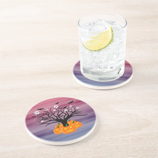 Halloween Pumpkin Jack o’ Lantern Totenbaum Getränkeuntersetzer (Seite)