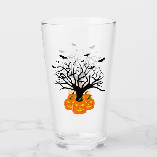 Halloween Pumpkin Jack o’ Lantern Totenbaum Glas (Vorderseite)