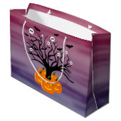 Halloween Pumpkin Jack o’ Lantern Totenbaum Große Geschenktüte (Rückseite Schrägansicht)