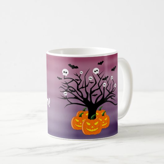 Halloween Pumpkin Jack o’ Lantern Totenbaum Kaffeetasse (VorderseiteRechts)
