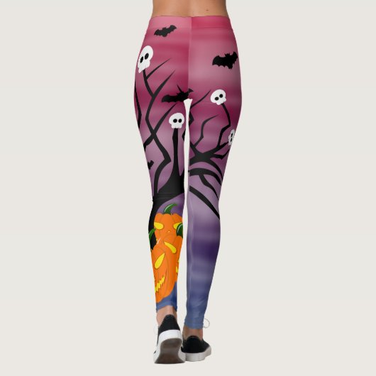 Halloween Pumpkin Jack o’ Lantern Totenbaum Leggings (Rückseite)