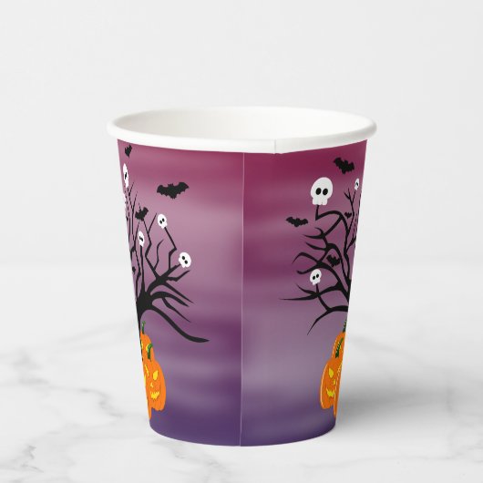 Halloween Pumpkin Jack o’ Lantern Totenbaum Pappbecher (Rechts)