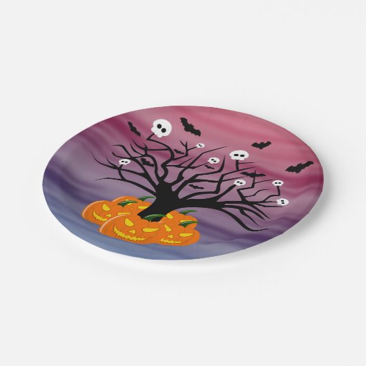 Halloween Pumpkin Jack o’ Lantern Totenbaum Pappteller (Schrägansicht)
