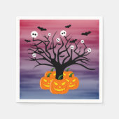 Halloween Pumpkin Jack o’ Lantern Totenbaum Serviette (Vorderseite)