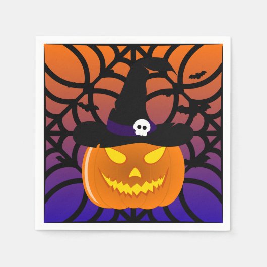Halloween Pumpkin Jack o’ Lantern Totenbaum Serviette (Vorderseite)