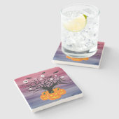 Halloween Pumpkin Jack o’ Lantern Totenbaum Steinuntersetzer (Seitenansicht)