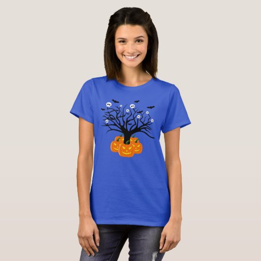 Halloween Pumpkin Jack o’ Lantern Totenbaum T-Shirt (Vorne ganz)