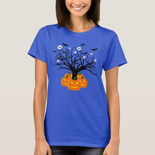 Halloween Pumpkin Jack o’ Lantern Totenbaum T-Shirt (Vorderseite)