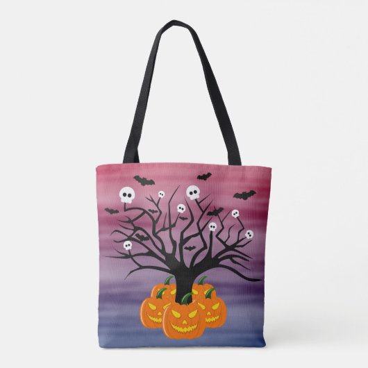 Halloween Pumpkin Jack o’ Lantern Totenbaum Tasche (Rückseite)