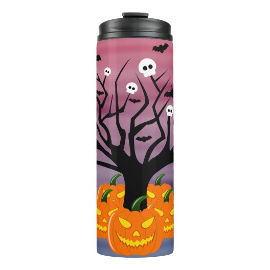 Halloween Pumpkin Jack o’ Lantern Totenbaum Thermosbecher (Vorderseite)