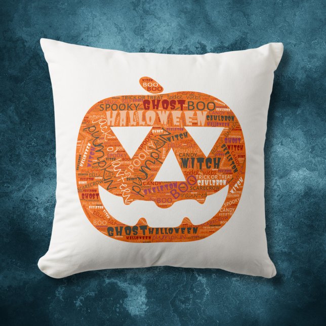 Halloween Pumpkin Jack-o''Lantern Word Cloud Kissen (Von Creator hochgeladen)