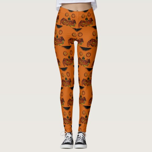 Halloween Pumpkin JackO'Lantern Samhain Festival Leggings (Vorderseite)