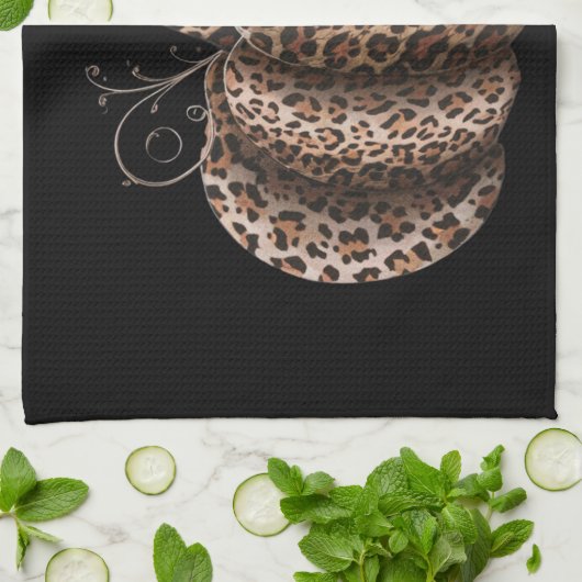 Halloween Pumpkin Kariert Leopard Fall Erntedank Geschirrtuch (Gefaltet)