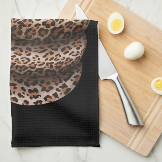 Halloween Pumpkin Kariert Leopard Fall Erntedank Geschirrtuch (Viertel Falte)