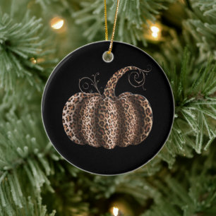Halloween Pumpkin Kariert Leopard Fall Erntedank Keramik Ornament