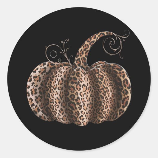 Halloween Pumpkin Kariert Leopard Fall Erntedank Runder Aufkleber (Vorderseite)
