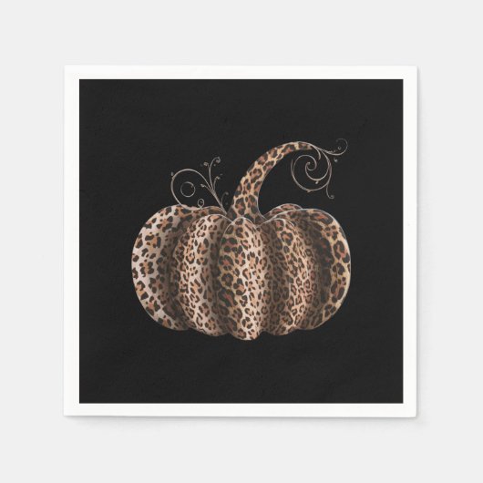 Halloween Pumpkin Kariert Leopard Fall Erntedank Serviette (Vorderseite)