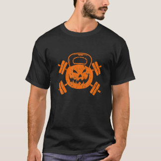 Halloween Pumpkin Kettlebell Fitness Workout Gymme T-Shirt