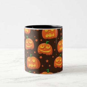 Halloween Pumpkin Kopf Muster. Zweifarbige Tasse
