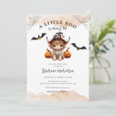 Halloween Pumpkin Kuh Little Boo Baby Dusche Einladung (Stehend Vorderseite)