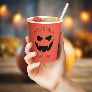 Halloween Pumpkin Kürbislaterne Orange Paper Cups Pappbecher