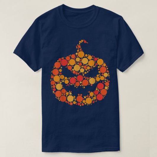 Halloween Pumpkin Kürbislaterne Polka Dot T-Shirt (Design vorne)