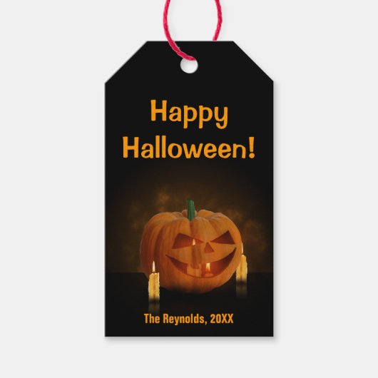 Halloween Pumpkin Lantern mit Kerzen Geschenkanhänger (Vorderseite)