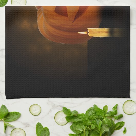 Halloween Pumpkin Lantern mit Kerzen Geschirrtuch (Gefaltet)