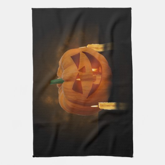 Halloween Pumpkin Lantern mit Kerzen Geschirrtuch (Vertikal)