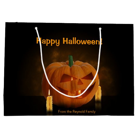 Halloween Pumpkin Lantern mit Kerzen Große Geschenktüte (Rückseite)