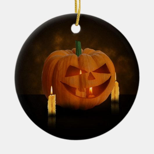 Halloween Pumpkin Lantern mit Kerzen Keramikornament (Vorne)