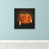 Halloween Pumpkin Lantern mit Kerzen Leinwanddruck (Insitu (Holzboden))
