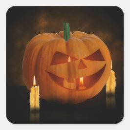 Halloween Pumpkin Lantern mit Kerzen Quadratischer Aufkleber