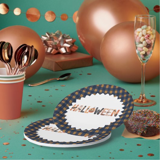Halloween Pumpkin Lettering Pappteller (Multi)