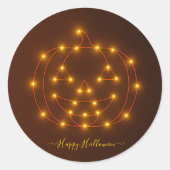 Halloween Pumpkin Lighting Wire Art Runder Aufkleber (Vorderseite)