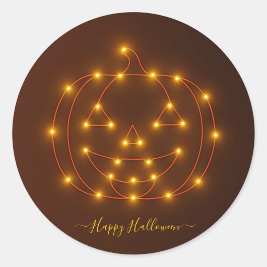Halloween Pumpkin Lighting Wire Art Runder Aufkleber (Vorderseite)
