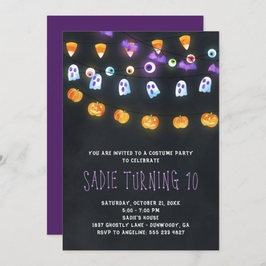 Halloween Pumpkin Lights Party Einladung (Vorne/Hinten)