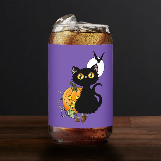 Halloween Pumpkin Lila Black Cat Dosenglas