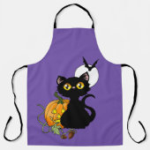 Halloween Pumpkin Lila Black Cat Schürze (Vorderseite)