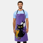 Halloween Pumpkin Lila Black Cat Schürze (Getragen)