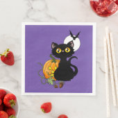 Halloween Pumpkin Lila Black Cat Serviette (Beispiel)