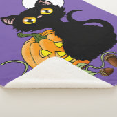 Halloween Pumpkin Lila Black Cat Sherpadecke (3/4)