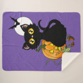 Halloween Pumpkin Lila Black Cat Sherpadecke (Vorderseite (Horizontal))