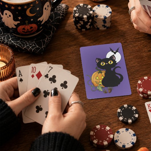 Halloween Pumpkin Lila Black Cat Spielkarten