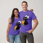 Halloween Pumpkin Lila Black Cat T-Shirt (Unisex)