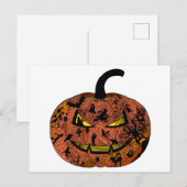 Halloween Pumpkin Line Art Postkarte (Vorne/Hinten)