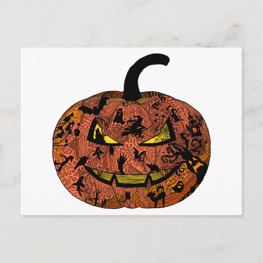 Halloween Pumpkin Line Art Postkarte (Vorderseite)