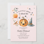 Halloween Pumpkin Little Boo Baby Dusche Einladung (Vorderseite)